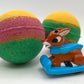 Holiday Kids Bath Bomb with Reindeer Racer Inside - Maroon/Gold/Green - Berwyn Betty's Bath & Body Shop