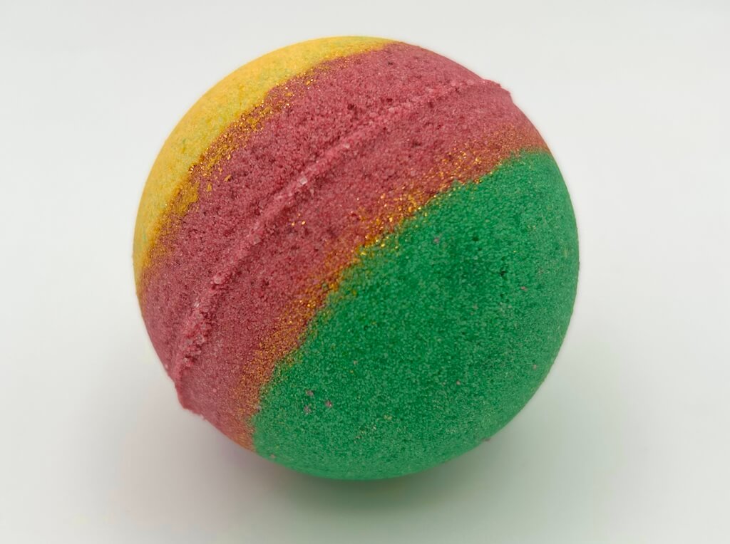 Holiday Kids Bath Bomb with Reindeer Racer Inside - Maroon/Gold/Green - Berwyn Betty's Bath & Body Shop