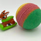 Holiday Kids Bath Bomb with Reindeer Racer Inside - Maroon/Gold/Green - Berwyn Betty's Bath & Body Shop