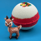 Holiday Kids Bath Bomb with Reindeer Toy Inside - White/Red - Berwyn Betty's Bath & Body Shop