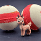 Holiday Kids Bath Bomb with Reindeer Toy Inside - White/Red - Berwyn Betty's Bath & Body Shop