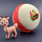 Holiday Kids Bath Bomb with Reindeer Toy Inside - White/Red - Berwyn Betty's Bath & Body Shop