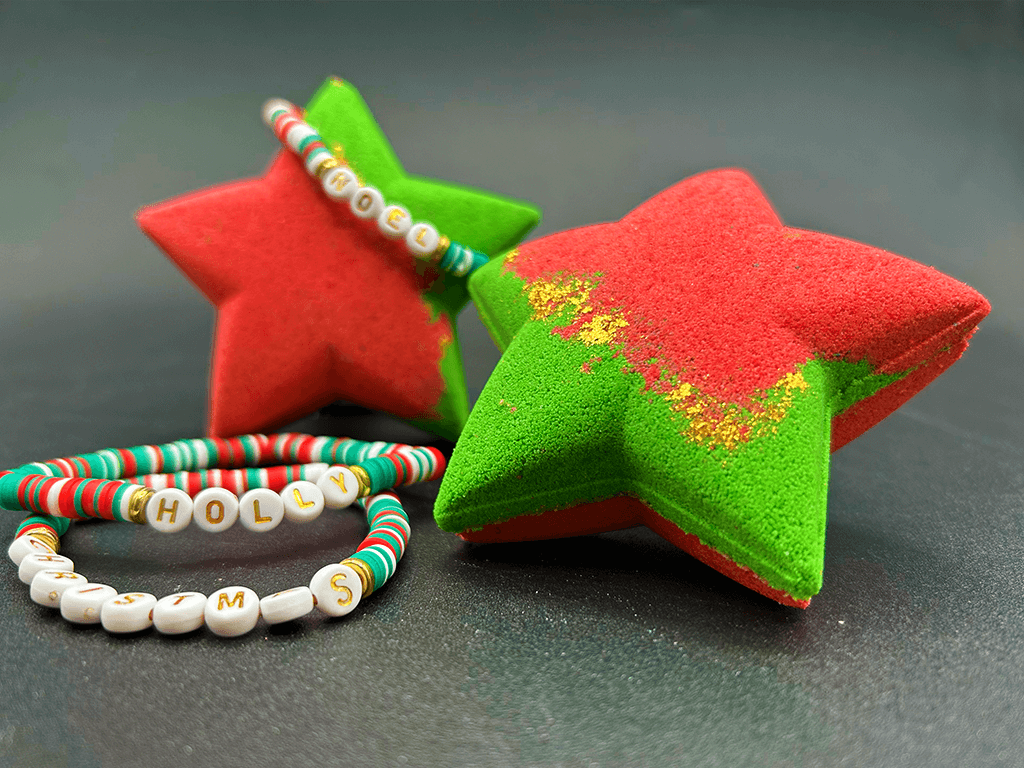 Holiday Star Kids Bath Bomb with Christmas Bracelet Inside - Berwyn Betty's Bath & Body Shop