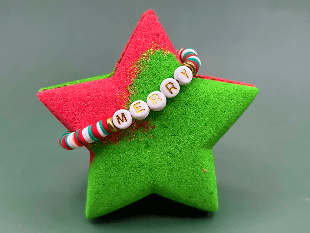 Holiday Star Kids Bath Bomb with Christmas Bracelet Inside - Berwyn Betty's Bath & Body Shop
