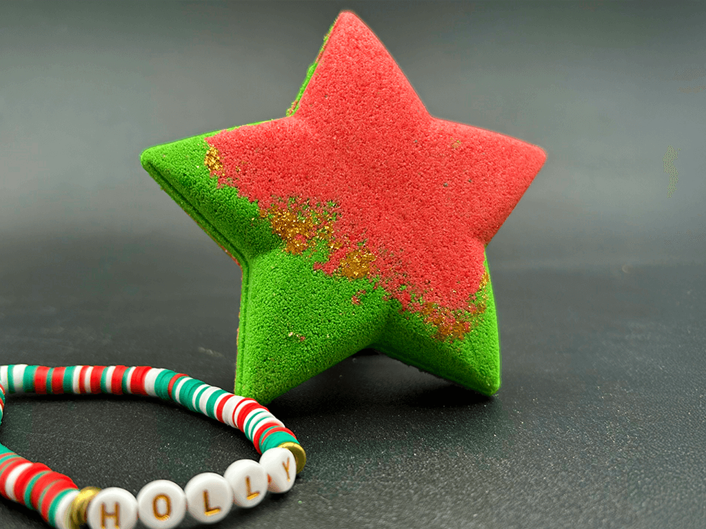Holiday Star Kids Bath Bomb with Christmas Bracelet Inside - Berwyn Betty's Bath & Body Shop