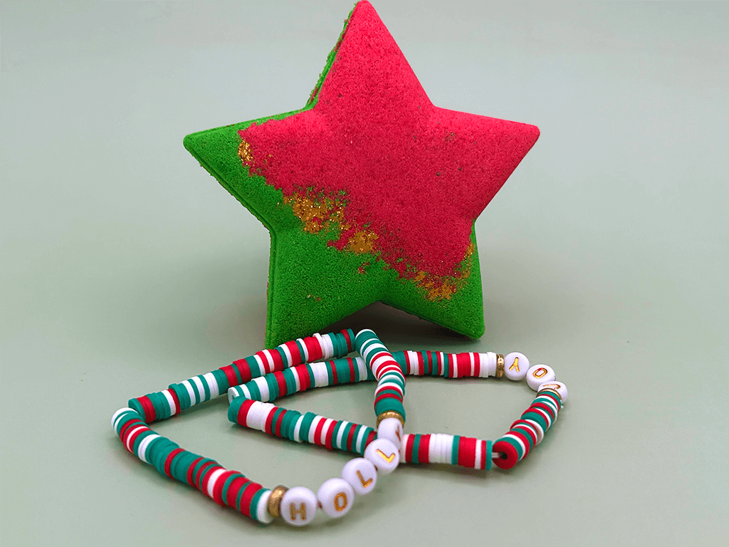 Holiday Star Kids Bath Bomb with Christmas Bracelet Inside - Berwyn Betty's Bath & Body Shop