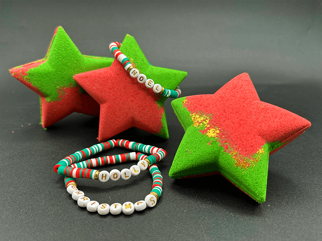 Holiday Star Kids Bath Bomb with Christmas Bracelet Inside - Berwyn Betty's Bath & Body Shop
