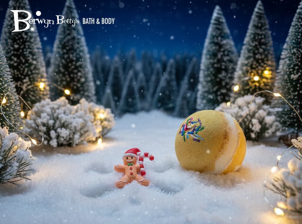 Holiday Stocking Stuffer Kids Bath Bomb with Gingerbread Guy Inside - Berwyn Betty's Bath & Body Shop