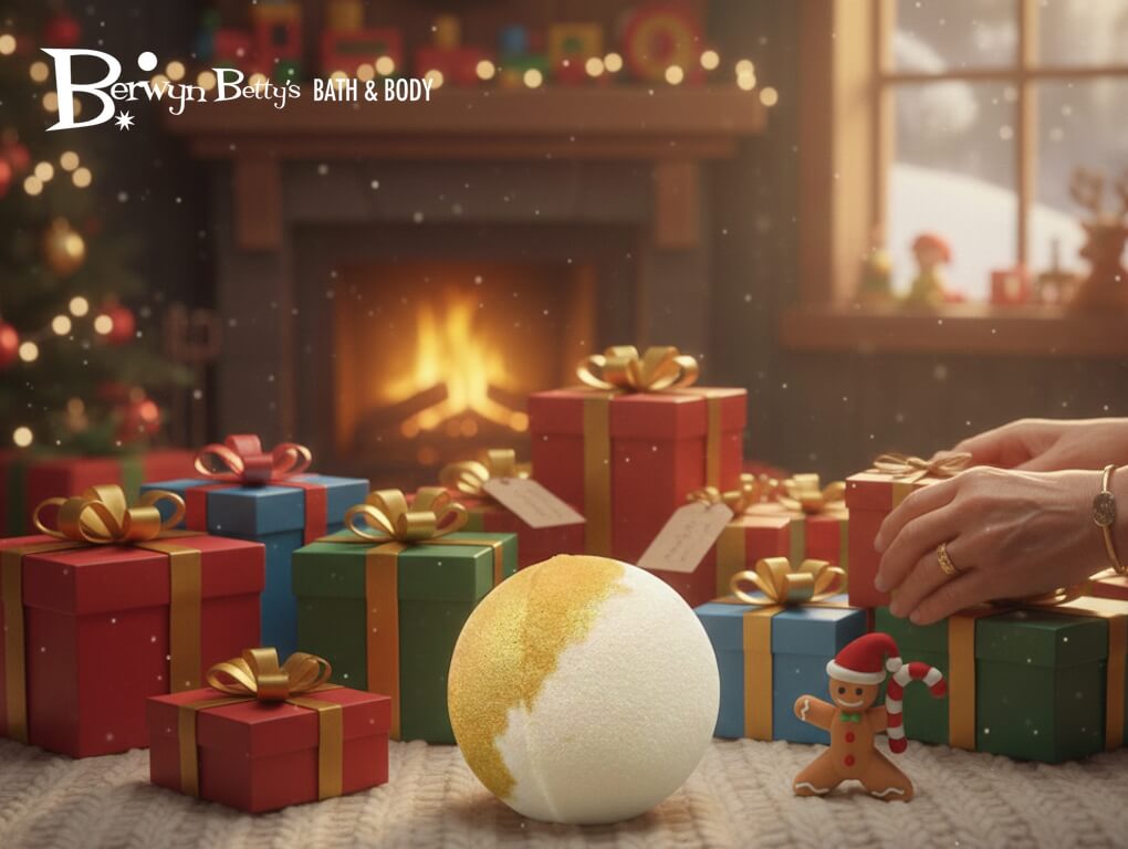 Holiday Stocking Stuffer Kids Bath Bomb with Gingerbread Guy Inside - Berwyn Betty's Bath & Body Shop