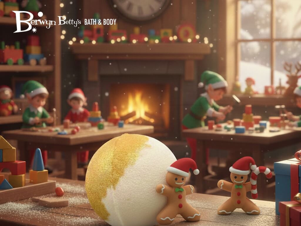 Holiday Stocking Stuffer Kids Bath Bomb with Gingerbread Guy Inside - Berwyn Betty's Bath & Body Shop