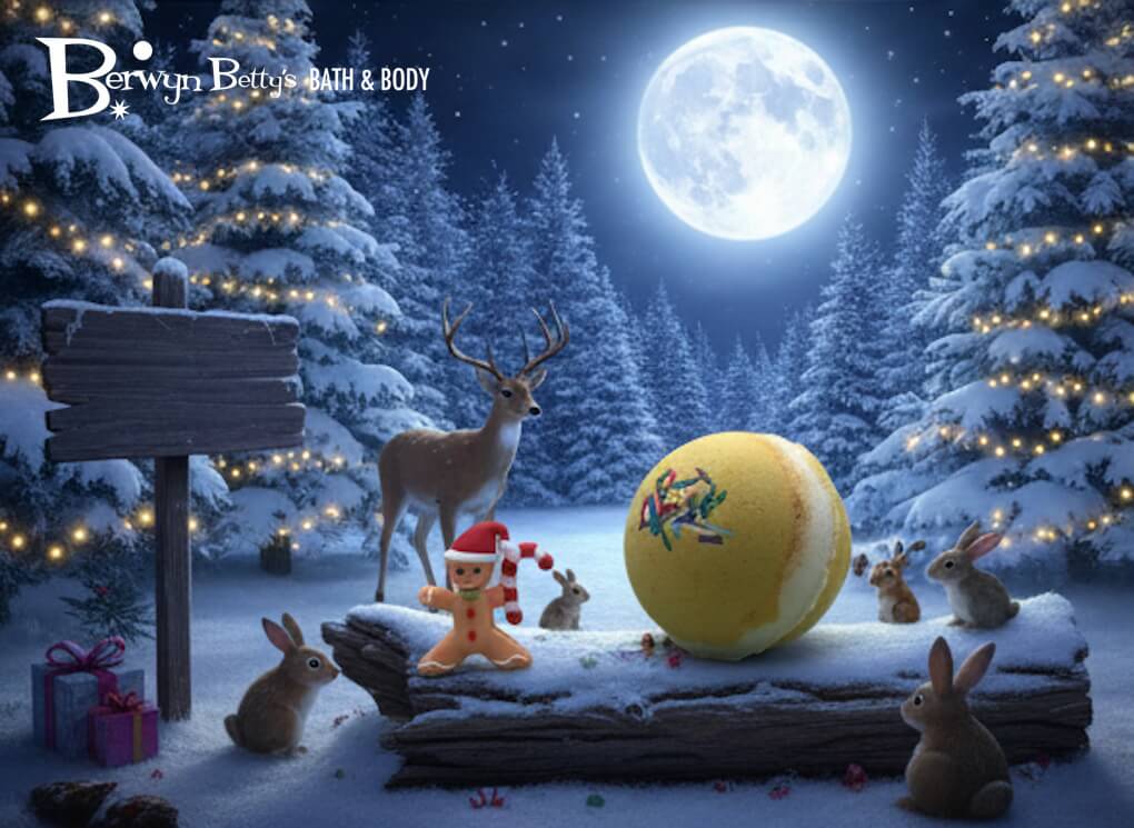 Holiday Stocking Stuffer Kids Bath Bomb with Gingerbread Guy Inside - Berwyn Betty's Bath & Body Shop