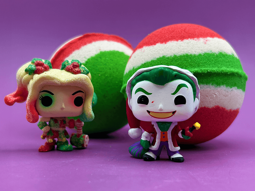 Holiday Superhero Kids Bath Bomb with Holiday Themed Superhero Toy Inside - Berwyn Betty's Bath & Body Shop