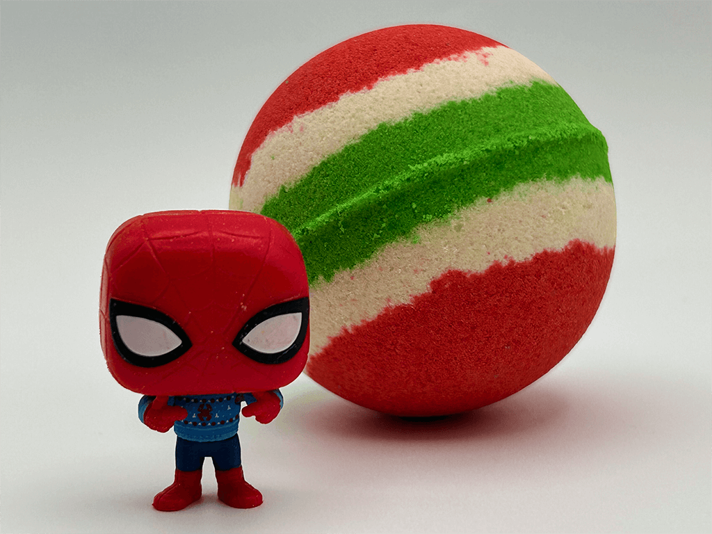 Holiday Superhero Kids Bath Bomb with Holiday Themed Superhero Toy Inside - Berwyn Betty's Bath & Body Shop