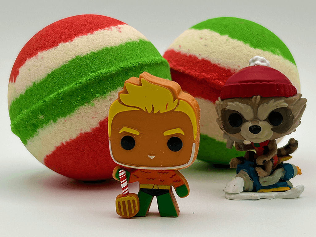 Holiday Superhero Kids Bath Bomb with Holiday Themed Superhero Toy Inside - Berwyn Betty's Bath & Body Shop