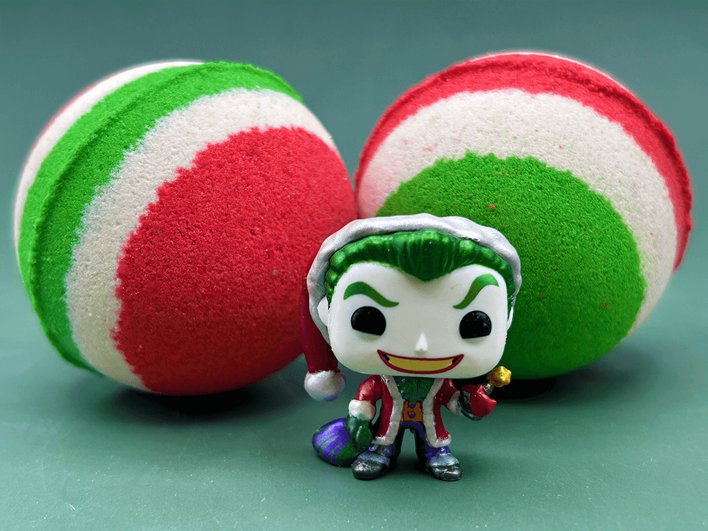 Holiday Superhero Kids Bath Bomb with Holiday Themed Superhero Toy Inside - Berwyn Betty's Bath & Body Shop