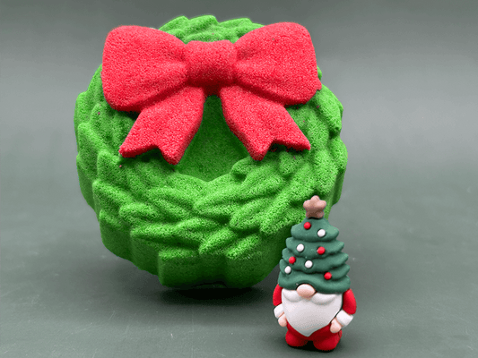 Holiday Wreath Kids Bath Bomb with Christmas Gnome Inside - Berwyn Betty's Bath & Body Shop