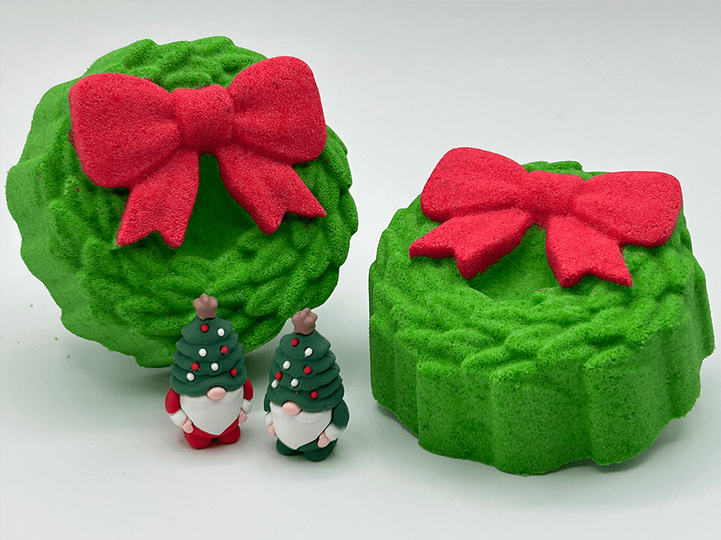 Holiday Wreath Kids Bath Bomb with Christmas Gnome Inside - Berwyn Betty's Bath & Body Shop