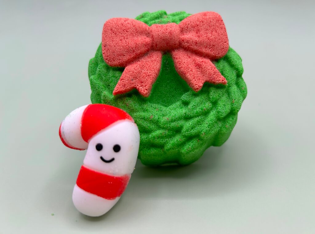 Holiday Wreath Kids Bath Bomb with Christmas Squishy Toy Inside - Berwyn Betty's Bath & Body Shop