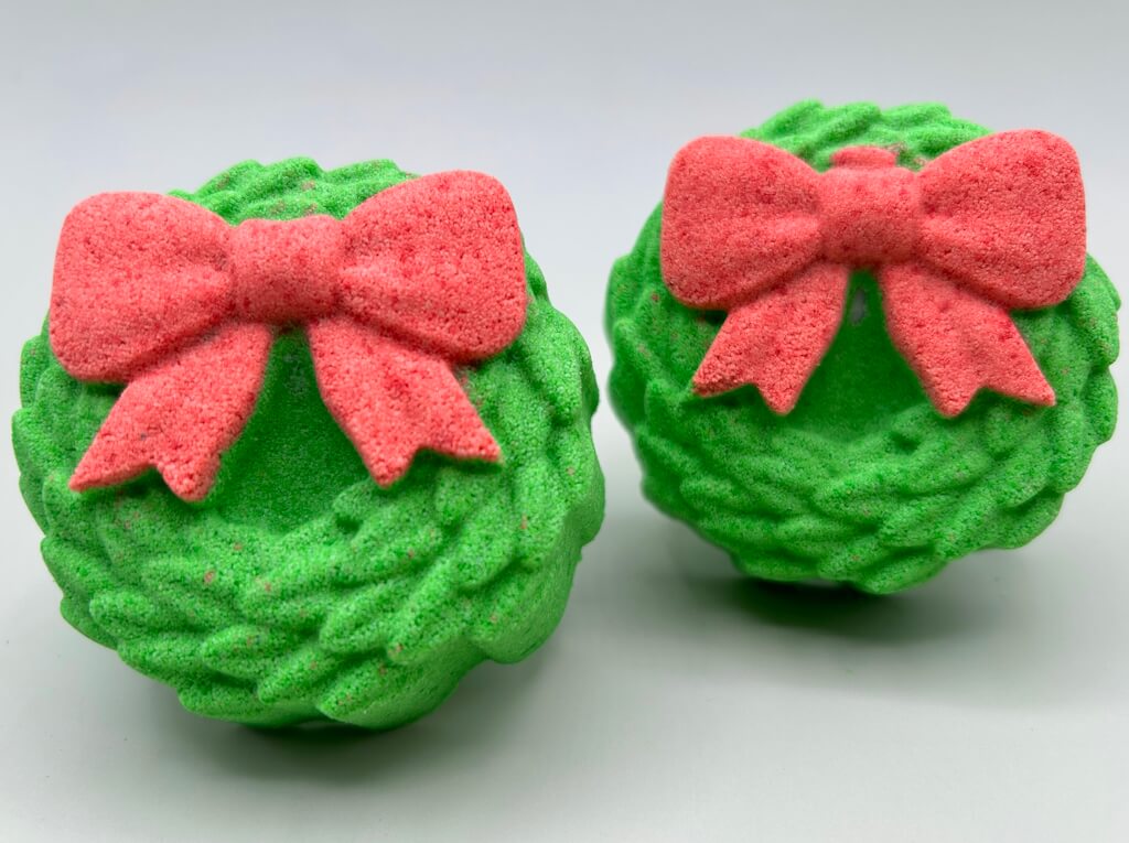 Holiday Wreath Kids Bath Bomb with Christmas Squishy Toy Inside - Berwyn Betty's Bath & Body Shop