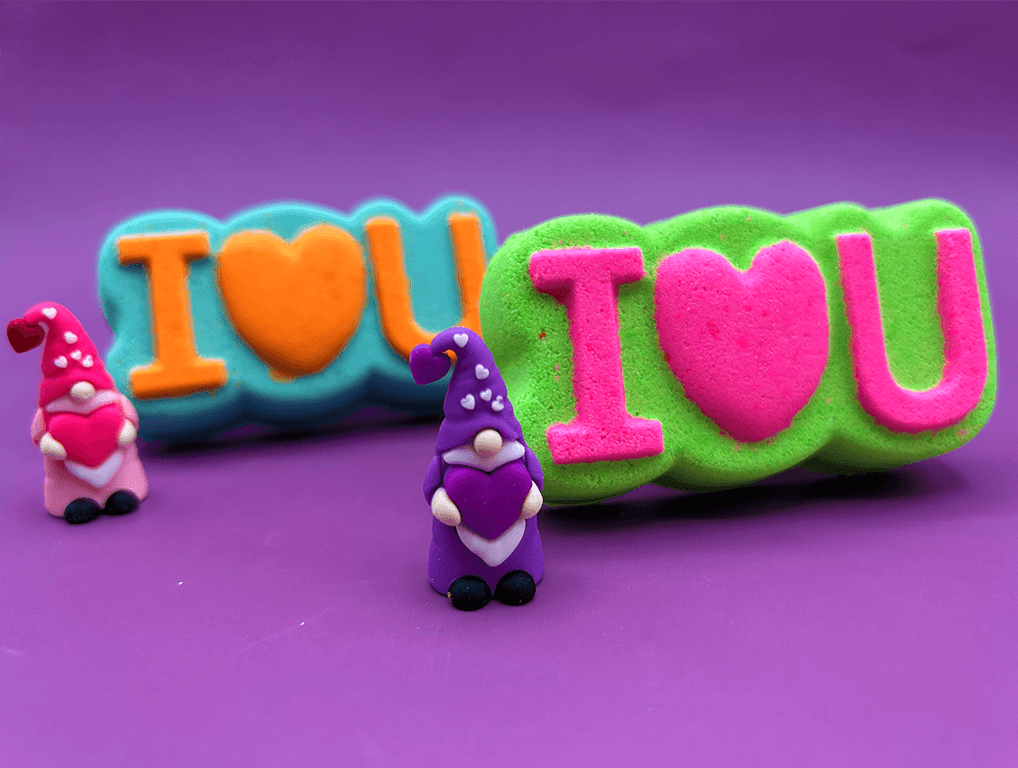 I LOVE U Kids Bath Bomb with Valentine's Gnome Toy Inside - Berwyn Betty's Bath & Body Shop