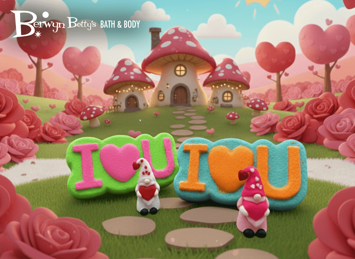 I LOVE U Kids Bath Bomb with Valentine's Gnome Toy Inside - Berwyn Betty's Bath & Body Shop