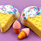 Ice Cream Cone Kids Bath Bomb with Ice Cream Eraser Inside - Berwyn Betty's Bath & Body Shop