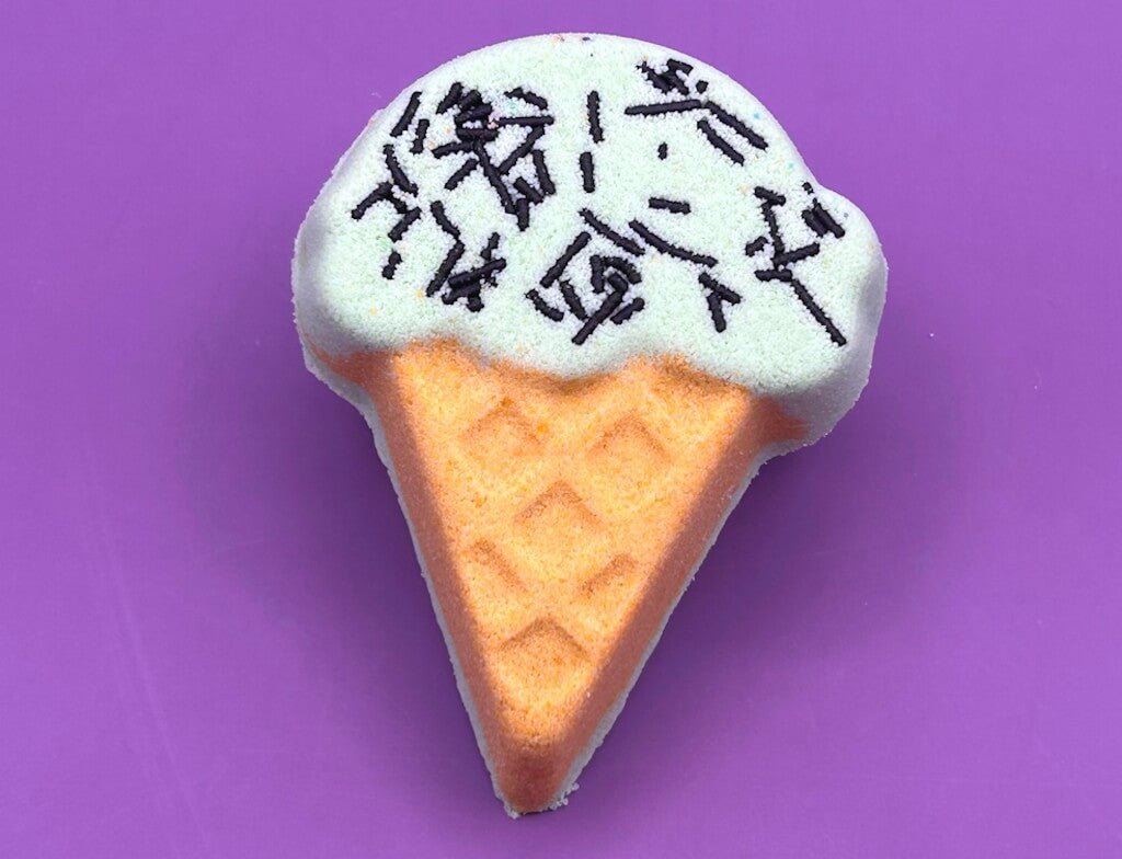 Ice Cream Cone Kids Bath Bomb with Ice Cream Minifigure Inside - Berwyn Betty's Bath & Body Shop