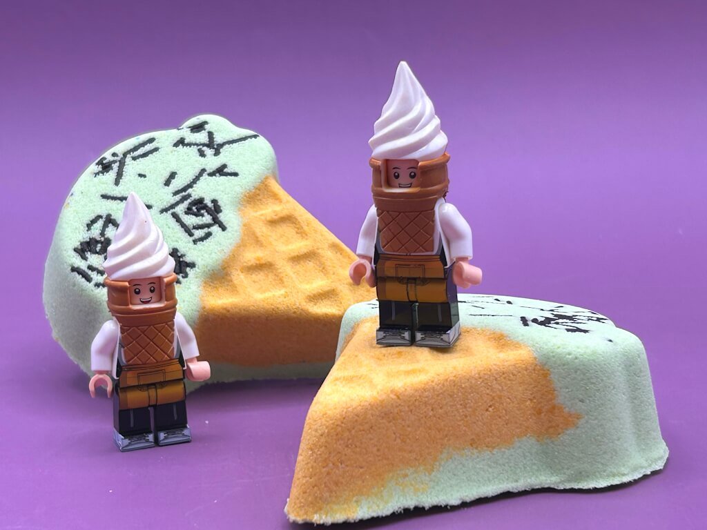 Ice Cream Cone Kids Bath Bomb with Ice Cream Minifigure Inside - Berwyn Betty's Bath & Body Shop