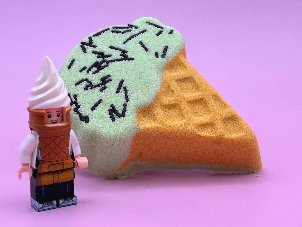 Ice Cream Cone Kids Bath Bomb with Ice Cream Minifigure Inside - Berwyn Betty's Bath & Body Shop