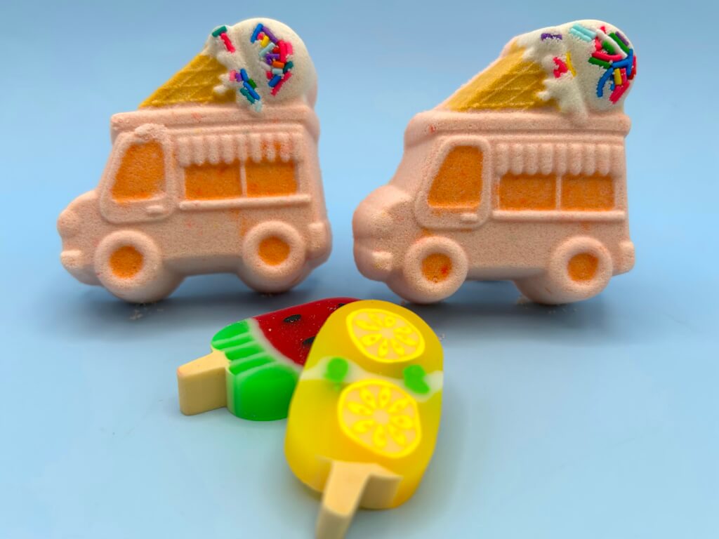 Ice Cream Truck Bath Bomb with Frozen Treat Eraser Inside - Berwyn Betty's Bath & Body Shop