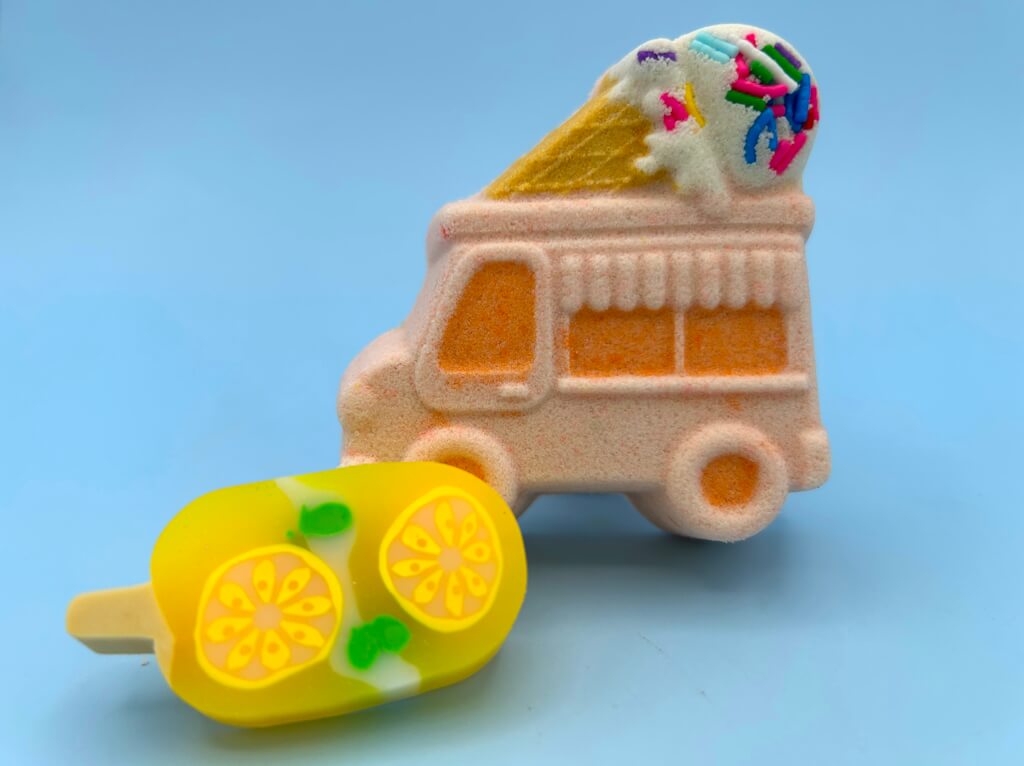 Ice Cream Truck Bath Bomb with Frozen Treat Eraser Inside - Berwyn Betty's Bath & Body Shop