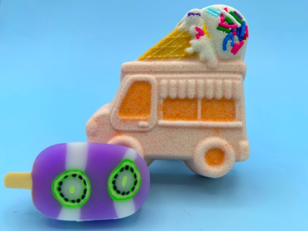 Ice Cream Truck Bath Bomb with Frozen Treat Eraser Inside - Berwyn Betty's Bath & Body Shop