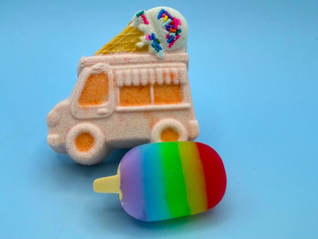 Ice Cream Truck Bath Bomb with Frozen Treat Eraser Inside - Berwyn Betty's Bath & Body Shop