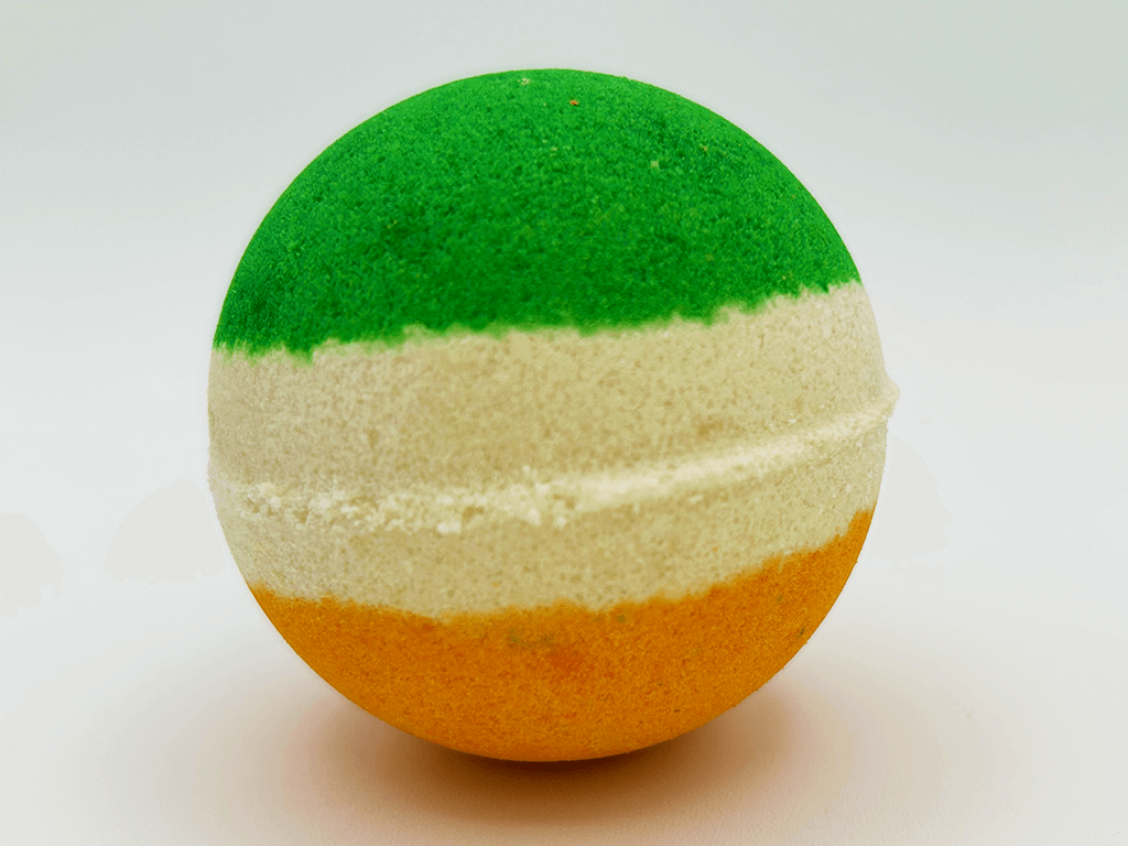 Irish Flag Striped Kids Bath Bomb with Smiley Face Bouncy Ball Inside - Berwyn Betty's Bath & Body Shop