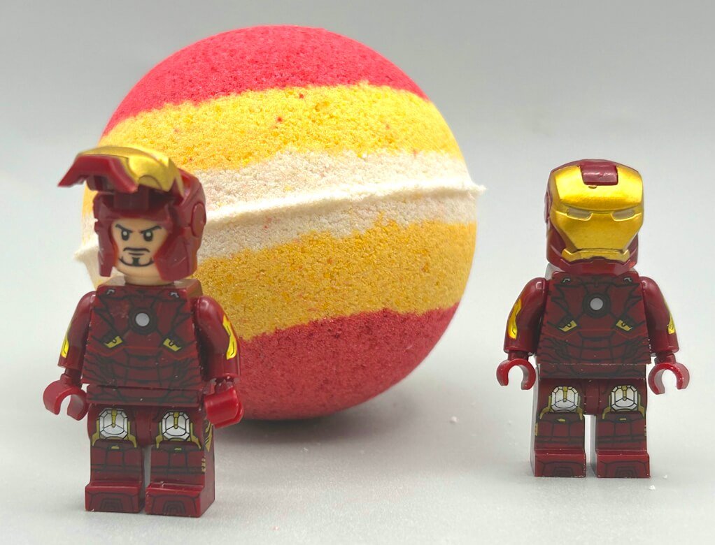 IRONMAN Kids Bath Bomb with Ironman Minifigure Toy Inside - Limited Edition - Berwyn Betty's Bath & Body Shop