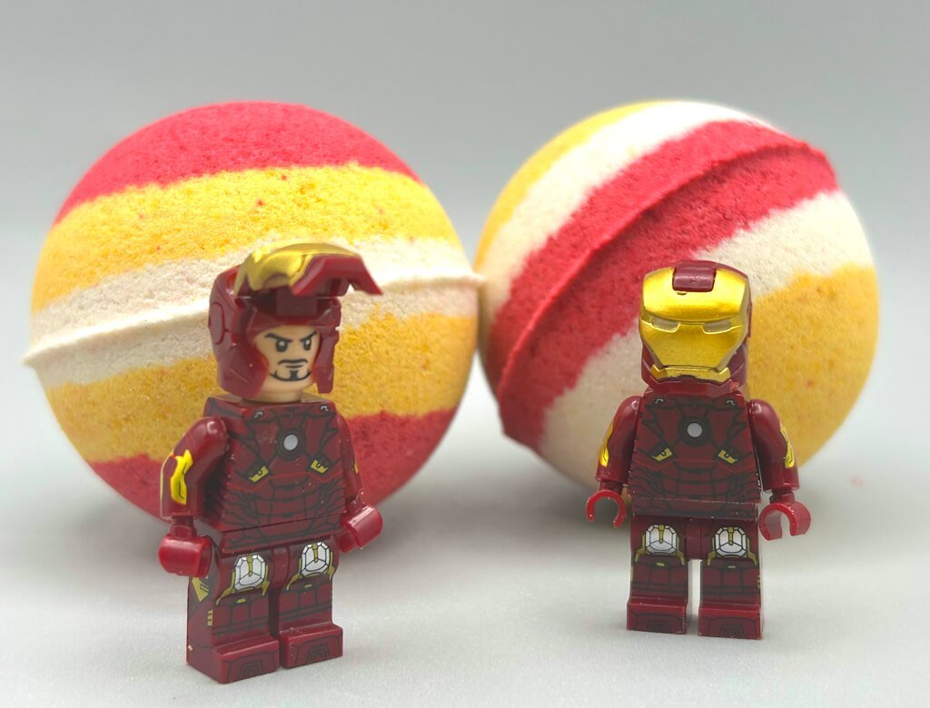 IRONMAN Kids Bath Bomb with Ironman Minifigure Toy Inside - Limited Edition - Berwyn Betty's Bath & Body Shop