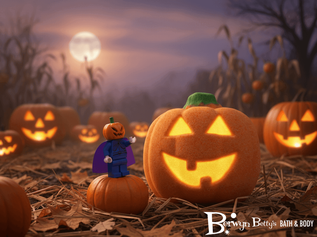🎃 Jack O'Lantern Kids Bath Bomb with Pumpkinhead Minifigure Toy Inside - Berwyn Betty's Bath & Body Shop