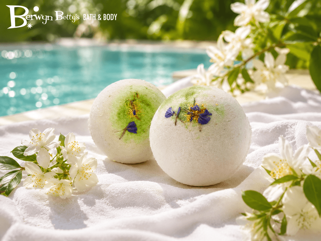 Jasmine Scented Bath Bombs with Handcrafted Soap Inside - 2 ct - Berwyn Betty's Bath & Body Shop