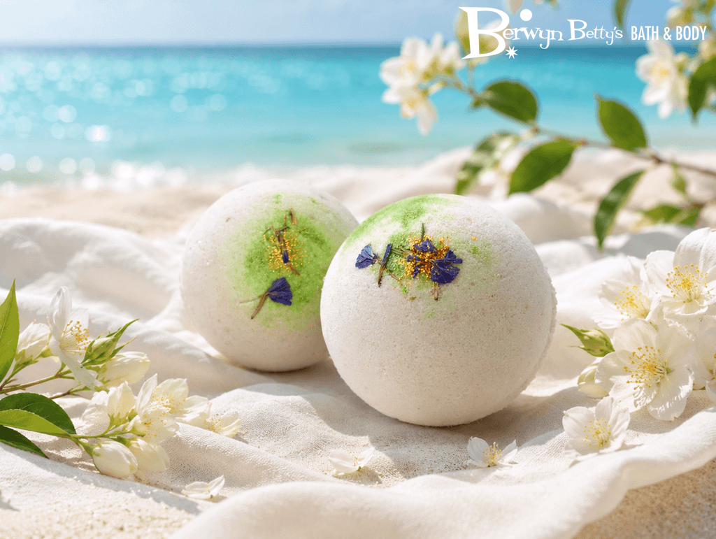 Jasmine Scented Bath Bombs with Handcrafted Soap Inside - 2 ct - Berwyn Betty's Bath & Body Shop
