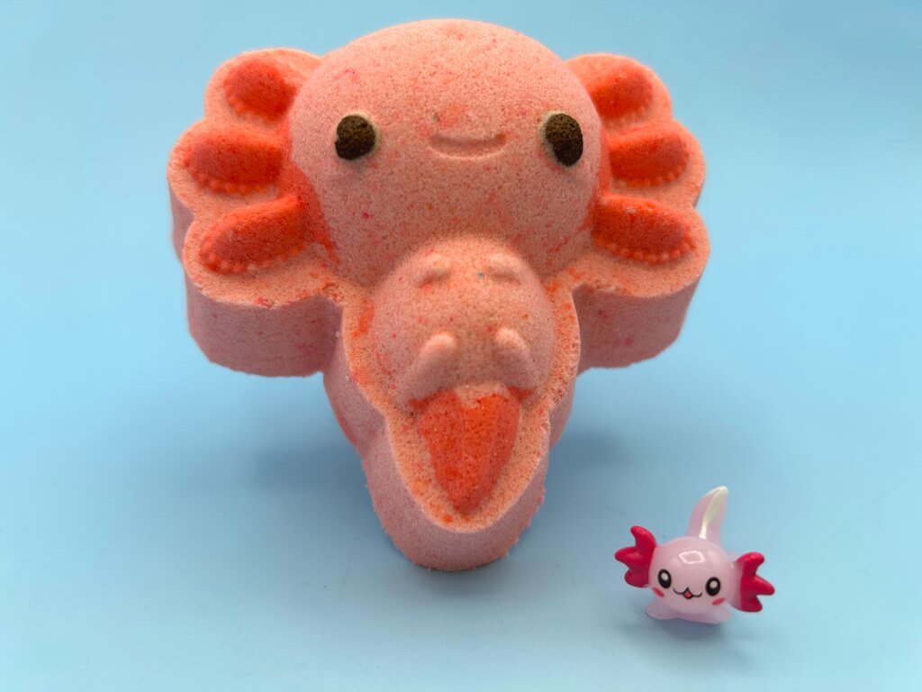 Kawaii Axoxtl Kids Bath Bomb with Axolotl Toy Inside - Berwyn Betty's Bath & Body Shop