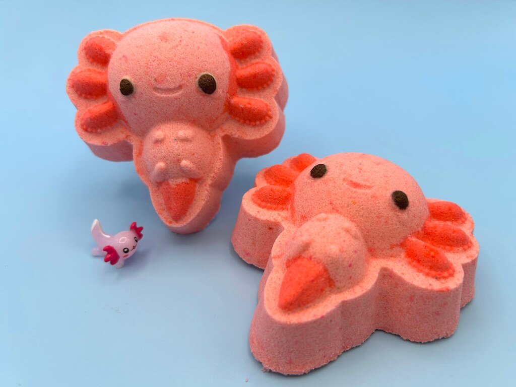 Kawaii Axoxtl Kids Bath Bomb with Axolotl Toy Inside - Berwyn Betty's Bath & Body Shop