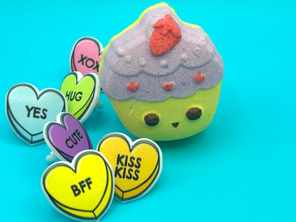 Kawaii Cupcake Kids Bath Bomb with Kawaii Ring Inside - Berwyn Betty's Bath & Body Shop