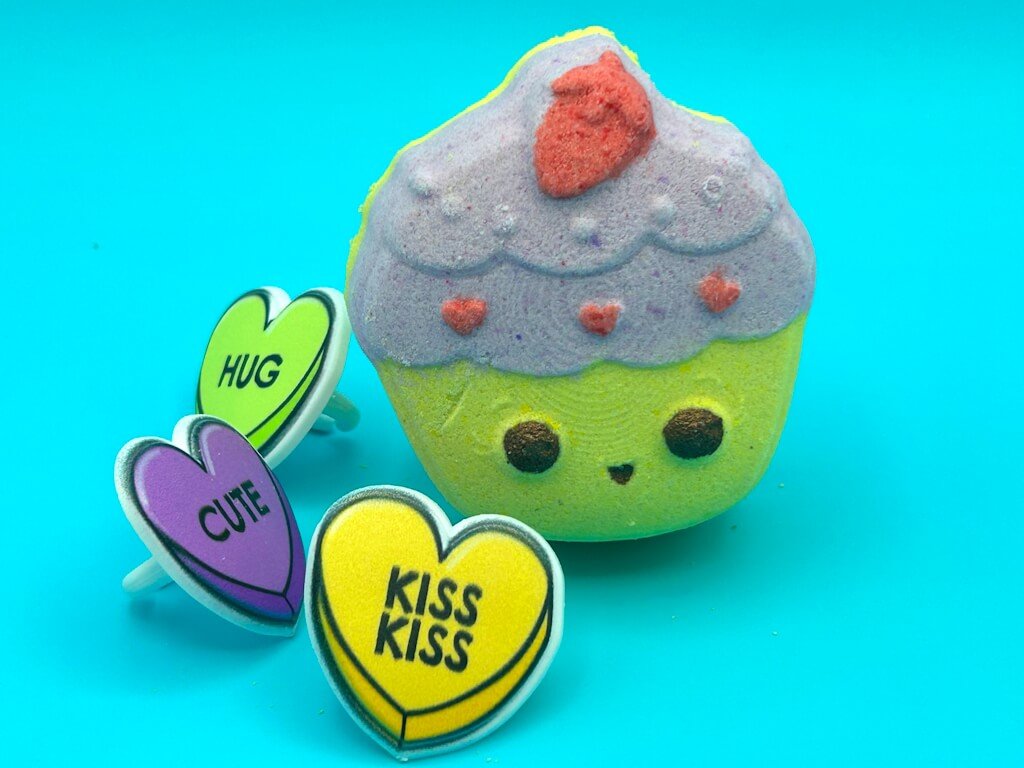 Kawaii Cupcake Kids Bath Bomb with Kawaii Ring Inside - Berwyn Betty's Bath & Body Shop