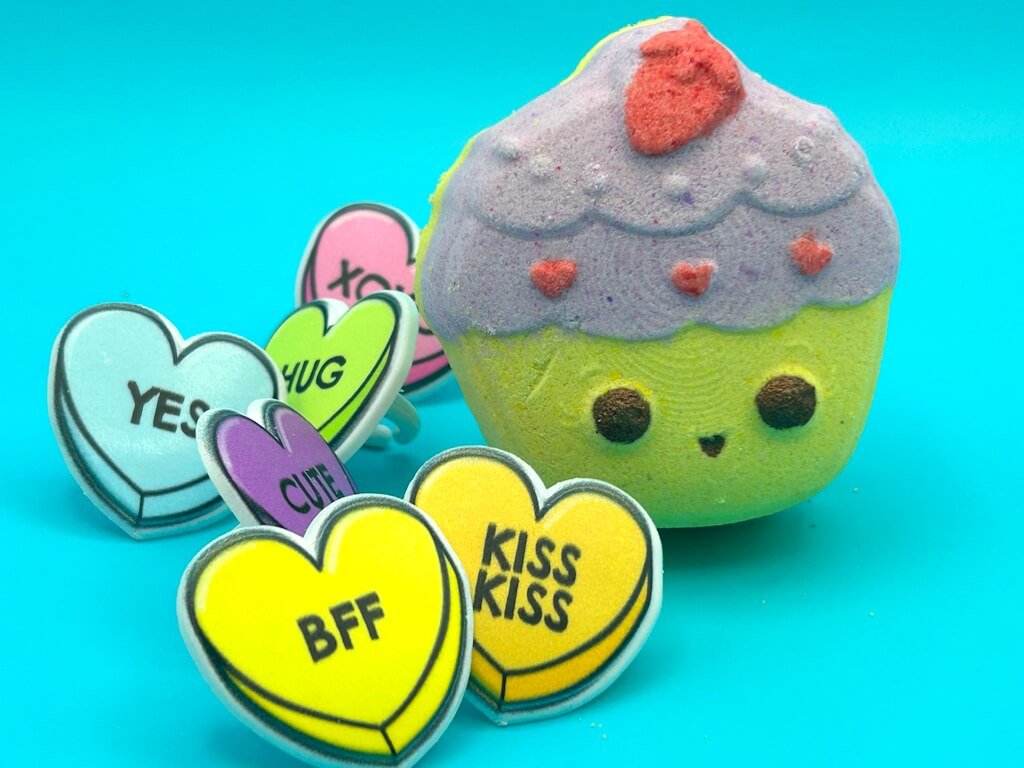 Kawaii Cupcake Kids Bath Bomb with Kawaii Ring Inside - Berwyn Betty's Bath & Body Shop