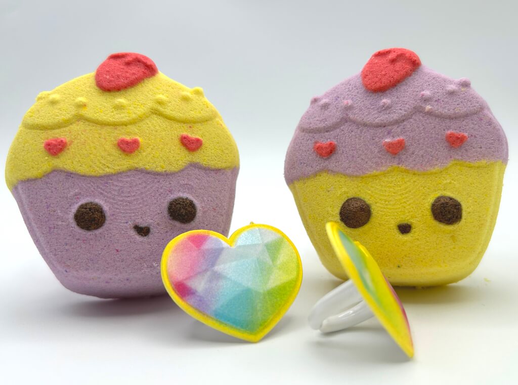 Kawaii Cupcake Kids Bath Bomb with Kawaii Ring Inside - Berwyn Betty's Bath & Body Shop