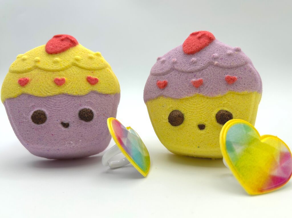 Kawaii Cupcake Kids Bath Bomb with Kawaii Ring Inside - Berwyn Betty's Bath & Body Shop