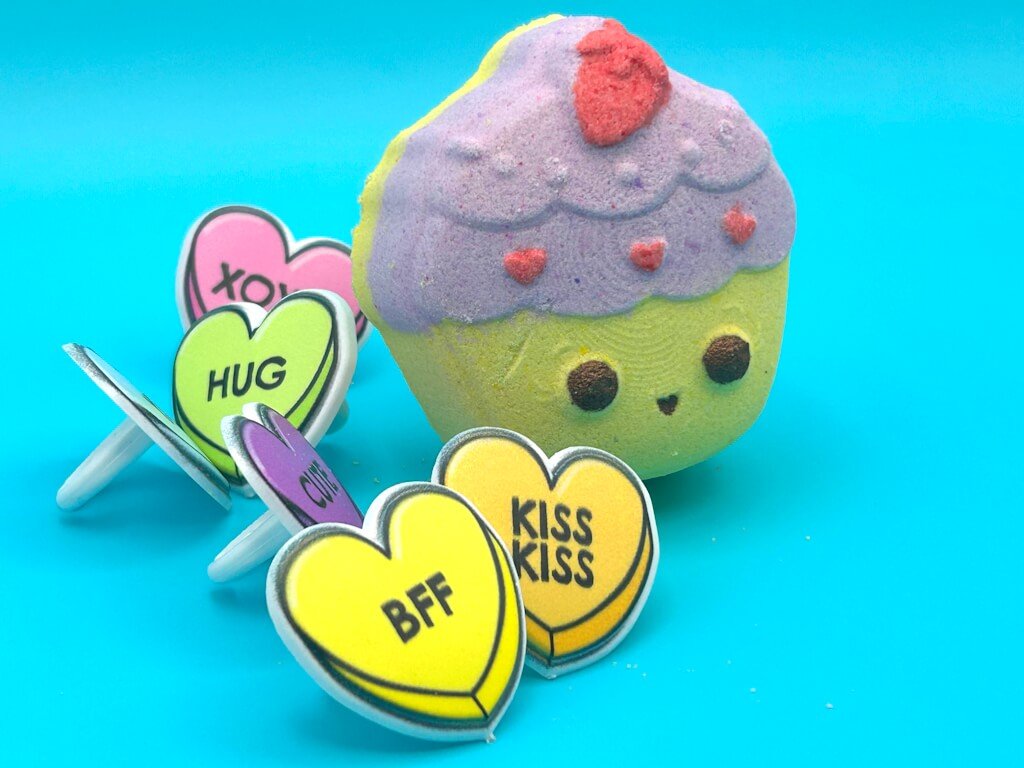 Kawaii Cupcake Kids Bath Bomb with Kawaii Ring Inside - Berwyn Betty's Bath & Body Shop