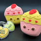 KAWAII CUPCAKE Kids Bath Bomb with Valentines Conversation Heart Ring Inside - Berwyn Betty's Bath & Body Shop