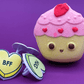 KAWAII CUPCAKE Kids Bath Bomb with Valentines Conversation Heart Ring Inside - Berwyn Betty's Bath & Body Shop