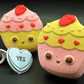 KAWAII CUPCAKE Kids Bath Bomb with Valentines Conversation Heart Ring Inside - Berwyn Betty's Bath & Body Shop